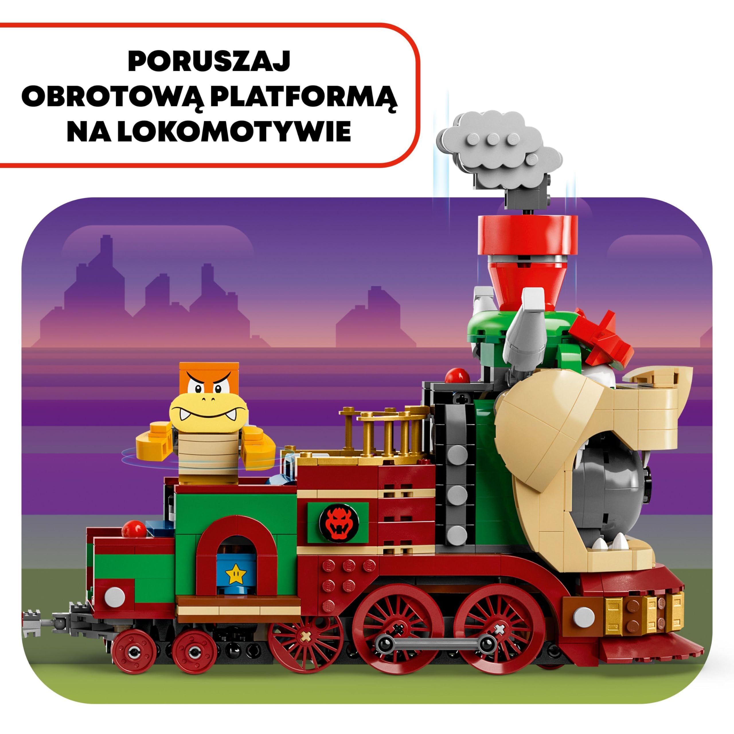 LEGO Super Mario Bowser i pociąg ekspresowy, Interaktywna Zabawka dla Dziecka, Kolejka do Zbudowania z 6 Figurkami w tym Hammer Bro i 2 Goomby, Prezent dla 9-latka, dla Chłopca i Dziewczynki, 71437