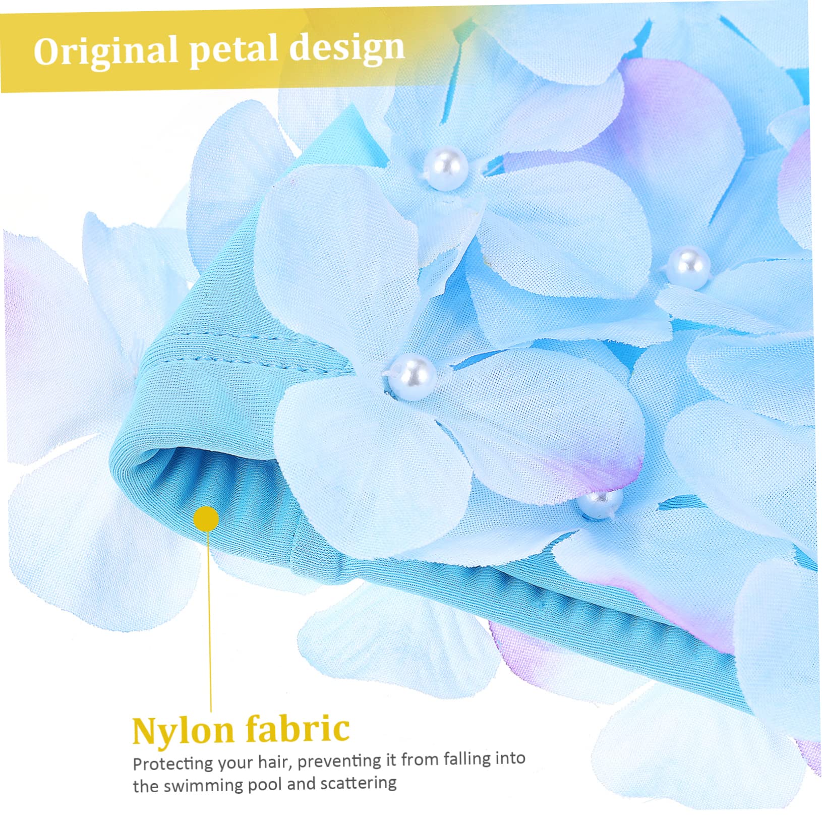 KOMBIUDA Cuffie da Piscina con Fiori 3d Stile Raffinato in Nailon, Design Antiscivolo che Riduce L'attrito dei Capelli, Confezione da 2 Unitá per Festa Estiva e Spa