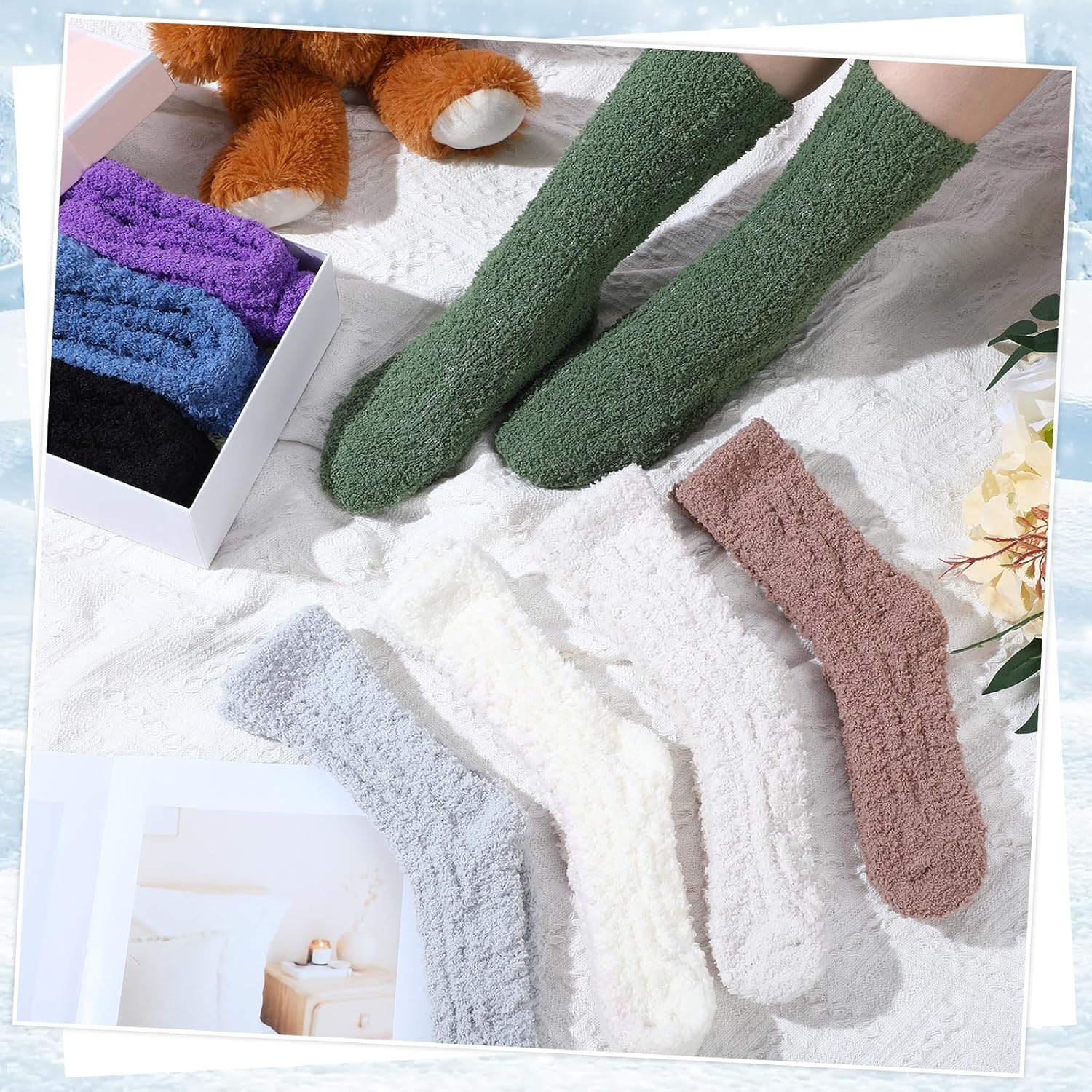 48 Pairs Fuzzy Socks Bulk for Women Winter Warm Soft Fluffy Cozy Sleeping Slipper Socks Unisex Plush Gifts Indoor Home - Image 7