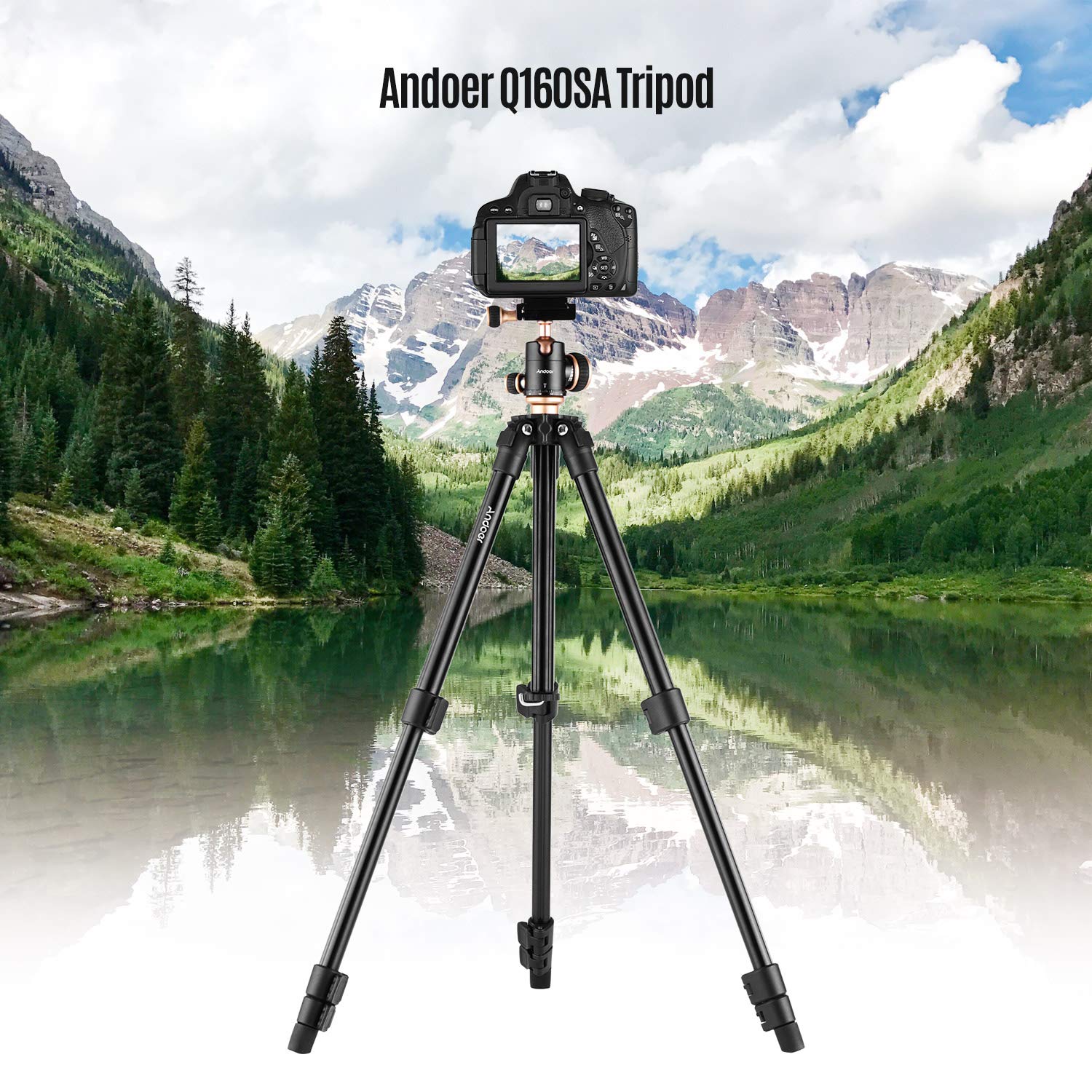 Andoerstatyw do aparatu 126 cm / 49,6 cala statyw podróżny z panoramiczną głowicą kulową, przenośny jednonożny z metalu, nośność 8 kg, do DSRL, Sony, Canon, Nikon aparatu cyfrowego do fotografii filmów