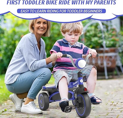 Miniatura 8 de Glaf Bicicleta para niños de 2 a 5 años, triciclo para niños pequeños de 1 a 3 años, triciclo con asiento ajustable y cesta de almacenamiento,