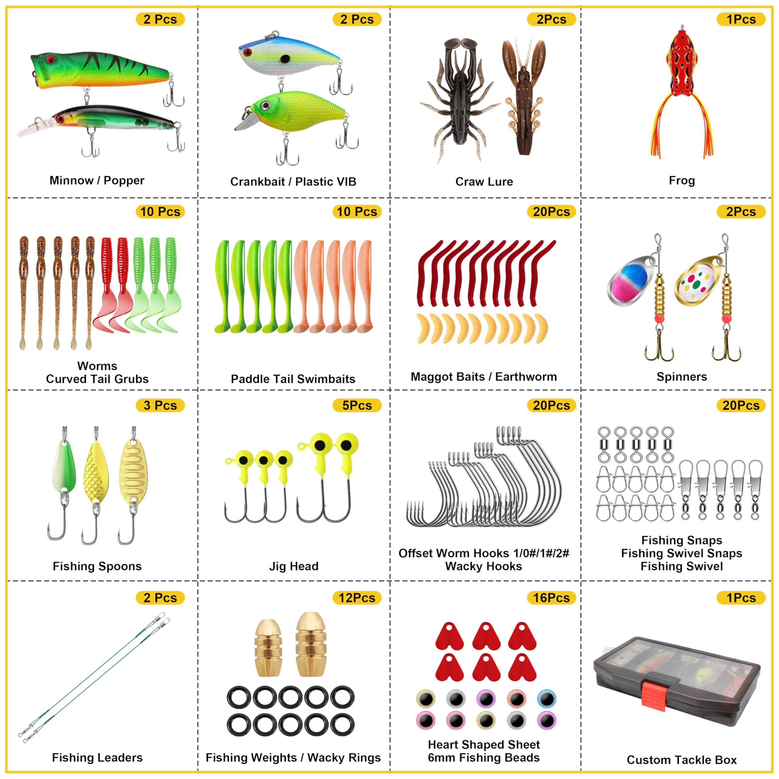 GOTOUR Fishing Lures Kit - 128pcs Tackle Box -2 GOTOUR Fishing Lures Kit - 128pcs Tackle Box -2