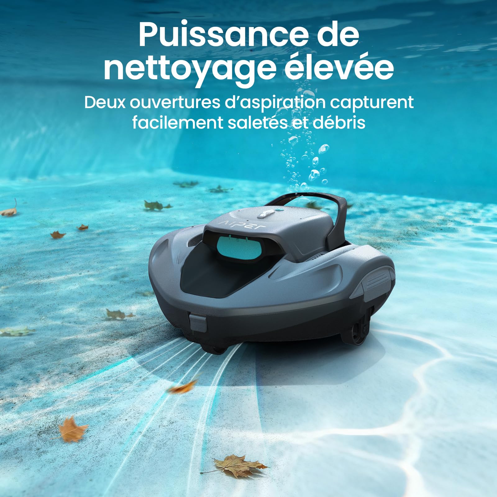 AIPER Seagull 800B Robot Piscine, Aspirateur Piscine Hors Sol, 90 Min d’Autonomie, Stationnement Automatique, Affichage LED, Robot Piscine sans Fil pour Piscines Hors-Sol Jusqu’à 80 m²