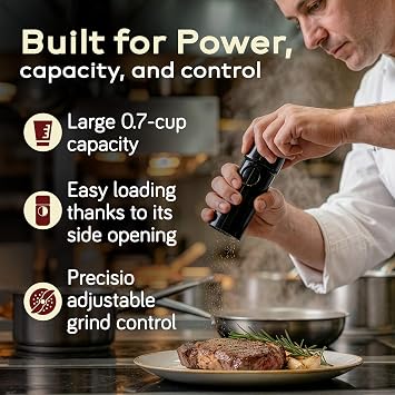MAGNUM Pepper Mill, Unicorn by TRE SPADE,Premium Manual Pepper Grinder with Steel Burrs, Side-Loading Refill, Adjustable Coarseness, High-Capacity Output, ABS Plastic, 6 Inch Small Size, Made in Italy