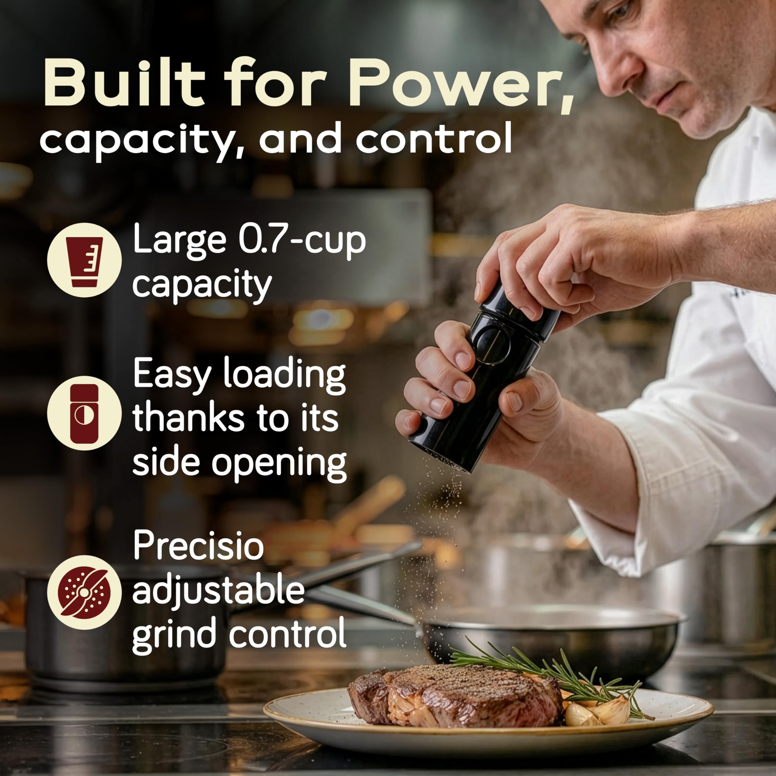 MAGNUM Pepper Mill Unicorn by TRE SPADEPremium Manual Pepper Grinder with Steel Burrs Side-Loading Refill Adjustable Coarseness High-Capacity Output ABS Plastic 6 Inch Small Size Made in Ital product thumbnail 5