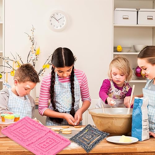 Miniatura 4 de Moldes para fondant con marco vintage, marco de espejo de estilo barroco, molde de silicona, marco de fotos, molde de chocolate, para boda,