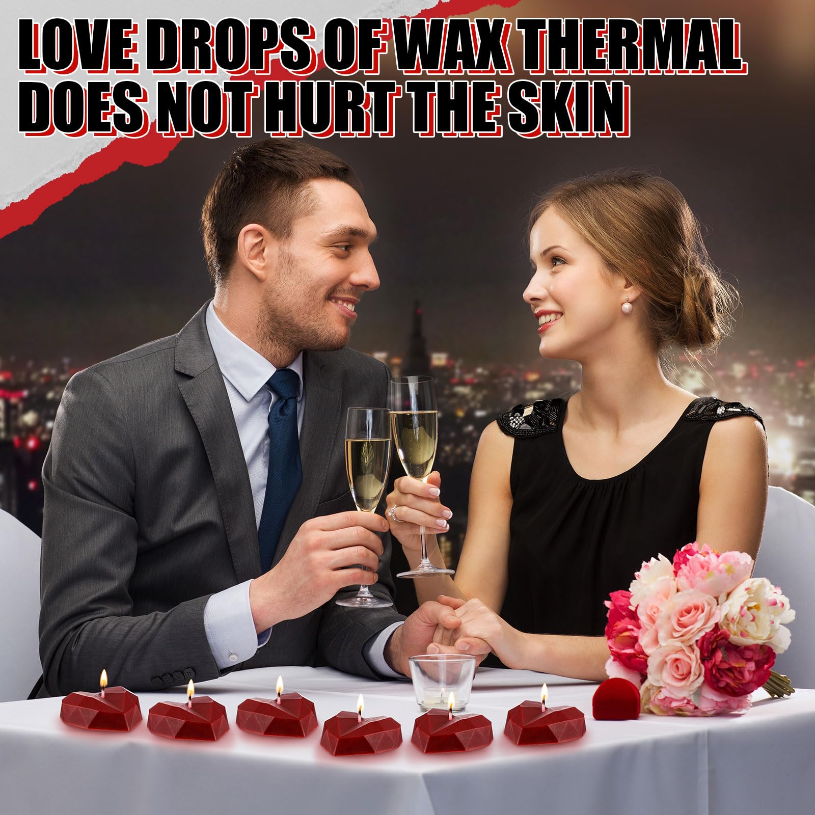 Tisancy 6 Pcs Low Temperature Candles, Romantic Valentine's Day Gifts Candles, Body Safe Wax Low Heat Dripping Play Smokeless Unscented Tea Lights for Valentine's Day Anniversaries Decor(Red, Heart): Red Large 3D Heart