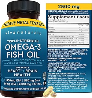 Triple Strength Omega 3 Fish Oil Supplement for Women and Men – 2500 mg High-Potency, Easy-to-Absorb Re-esterified Triglyceride Form, Pescatarian-Friendly DPA EPA DHA Omega 3 Supplement, 180 Softgels