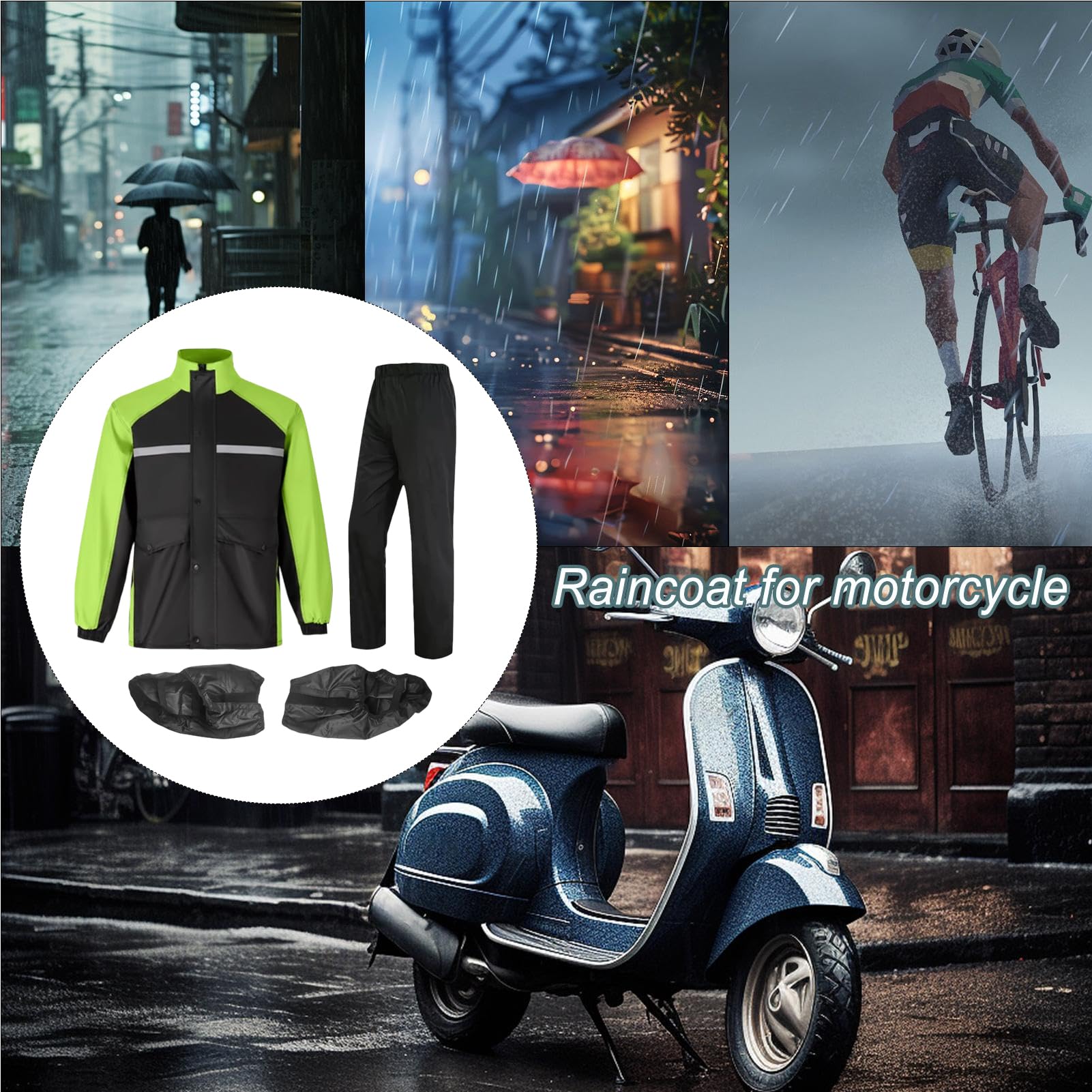 Abbigliamento antipioggia per motociclisti, tuta da moto da uomo, cappotto impermeabile leggero traspirante poncho tuta impermeabile stivali per campeggio, golf, ciclismo pesca