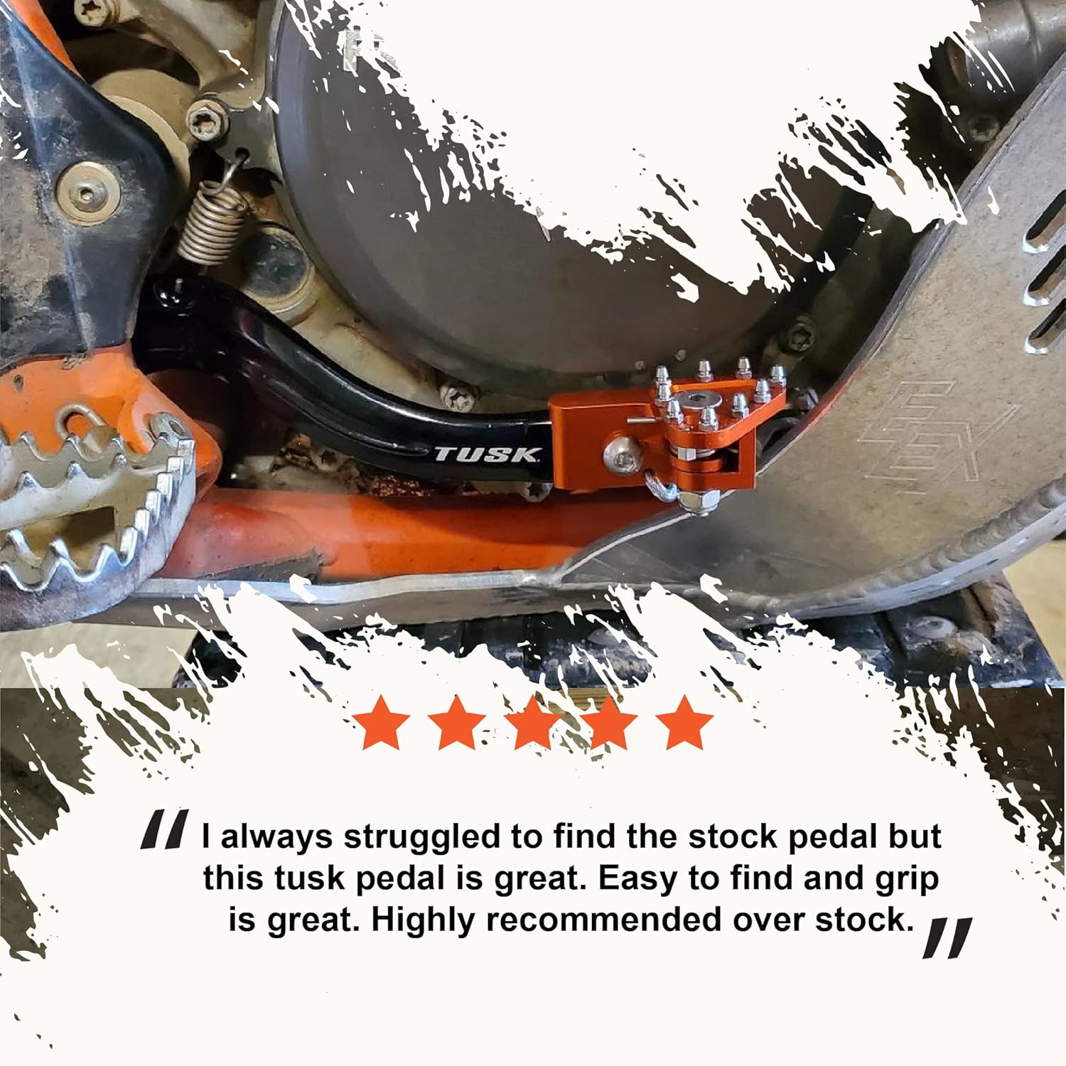 TUSK Aluminum Brake Pedal Orange Tip for KTM 250 SX-F 2016-2022