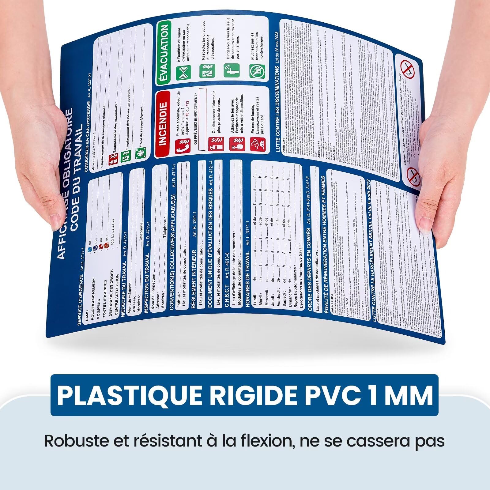 Panneau Code du Travail 2026 - Affichage Obligatoire - 400 x 300mm - Plastique PVC Rigide de 1 mm avec Dos Auto-Adhésif - Résistant aux UV - Conforme droit du travail