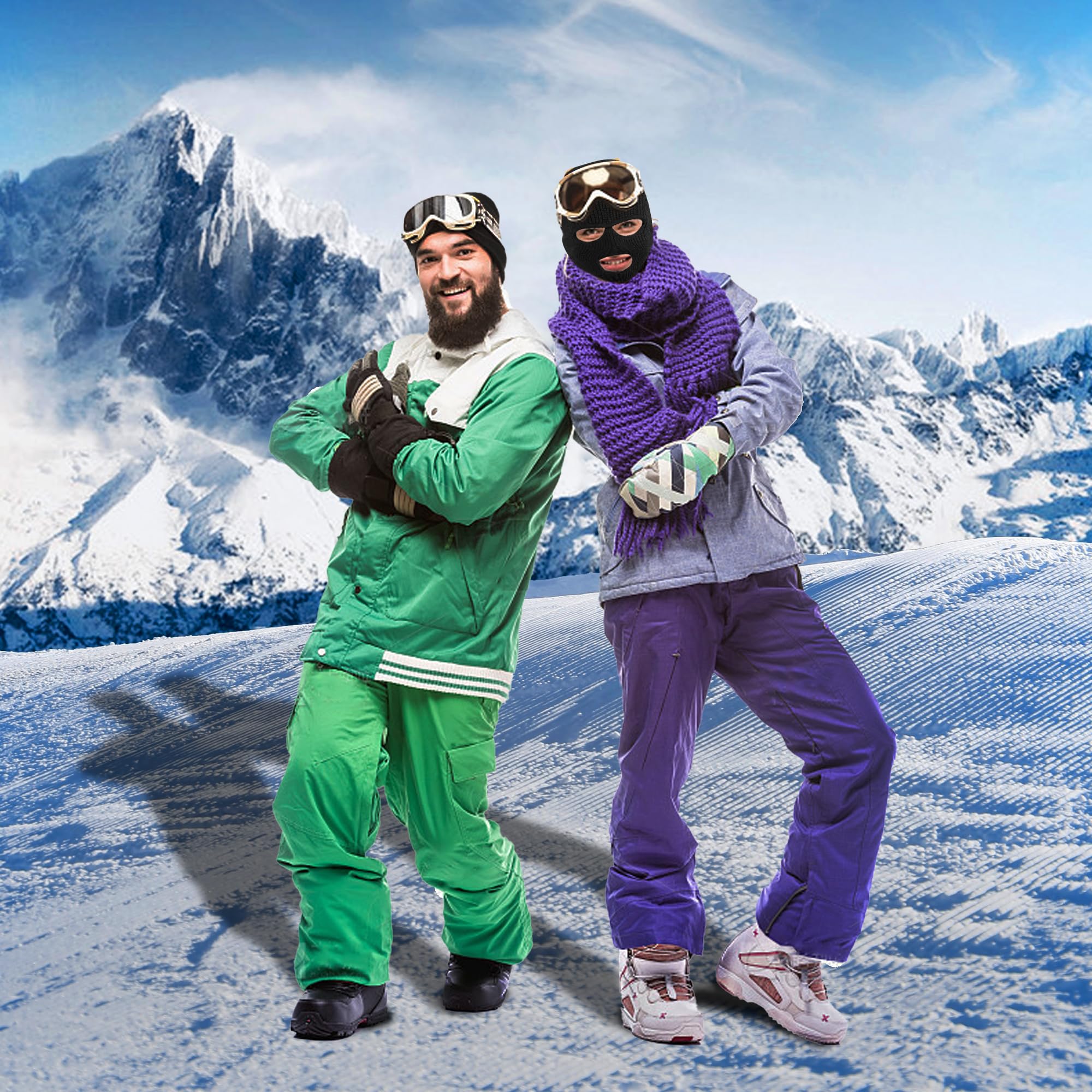 Pukavt 3 Hole Winter Knitted Mask Full Face Cover Ski Mask Warm Balaclava for Skiing Motorcycle Snowboard Fluorescent — view 6