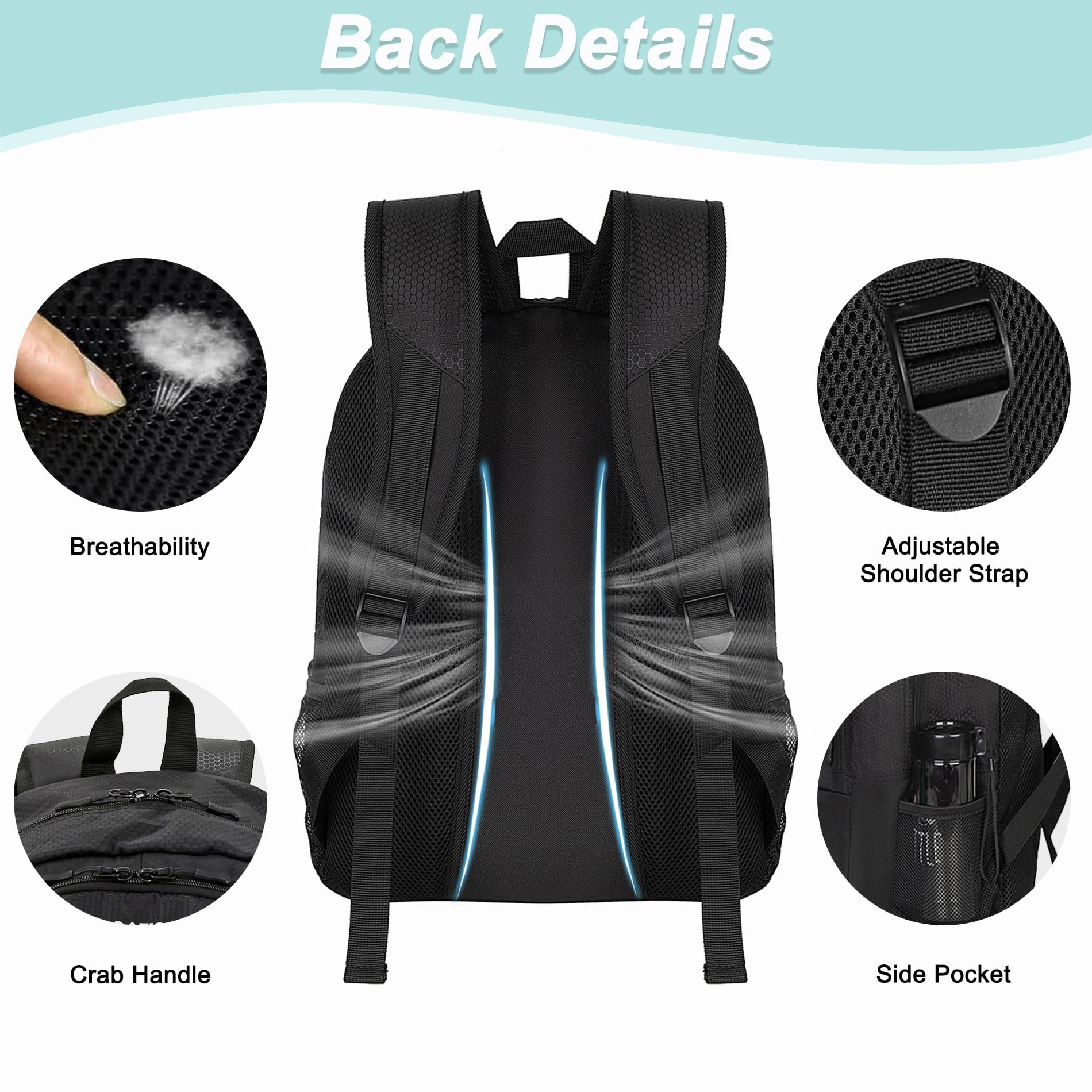 DAFISKY Jugend-Fußball-Rucksack – Fußballtasche mit Schuhen und Ballfach, Sporttasche für Basketball, Volleyball, Fußball, Schwarz