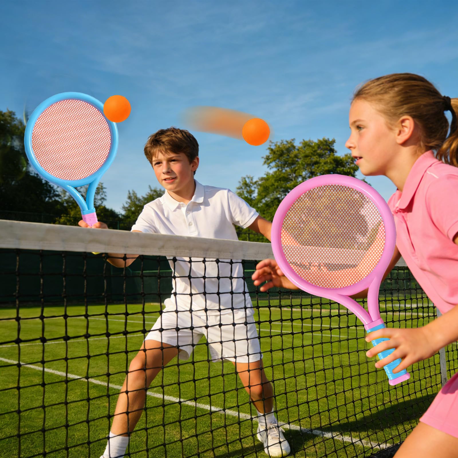 Juego de bádminton 3 en 1 dinosaurio raqueta tenis 6 tipos pelotas deportes aire libre interior