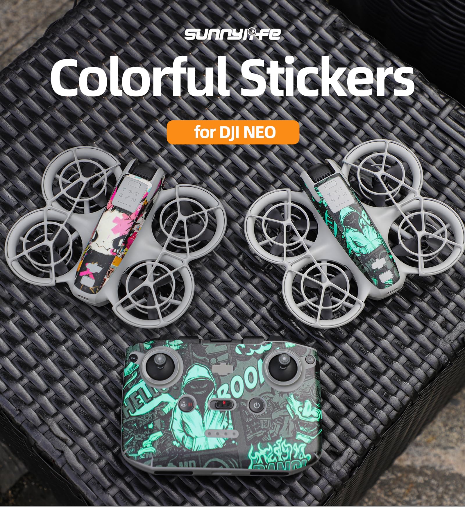 Drone Stickers For DJI NEO - PVC Protective Decals, Colorful Anti-Scratch Film (Green Shadow Man Design) - View #14