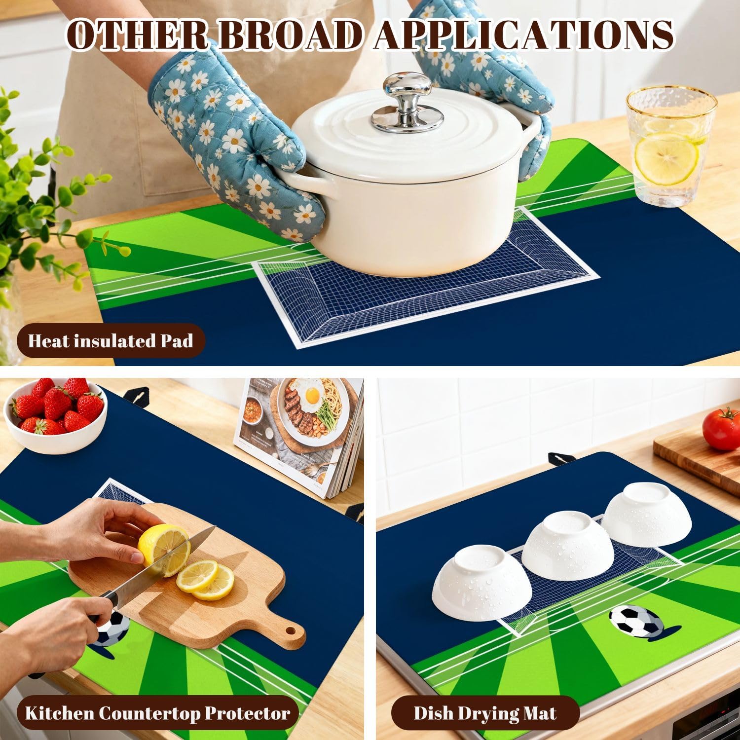 Stove Top Covers for Electric Stove Minimalistic Soccer Goal Ball Green Field Glass Cooktop Burner Covers Heat Resistant Protector Kitchen Decor Keep Stove Clean 28''x20''