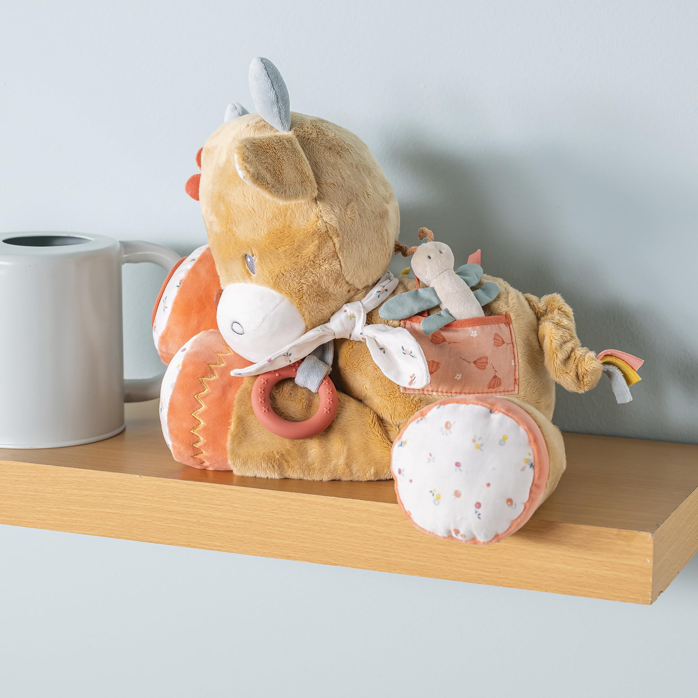 Nattou Peluche con Attività, Poliestere, Mucca Mila con Sonaglio, Specchietto e Molto Altro, Ca. 45 cm, Mila, Zoe e Lana, Beige