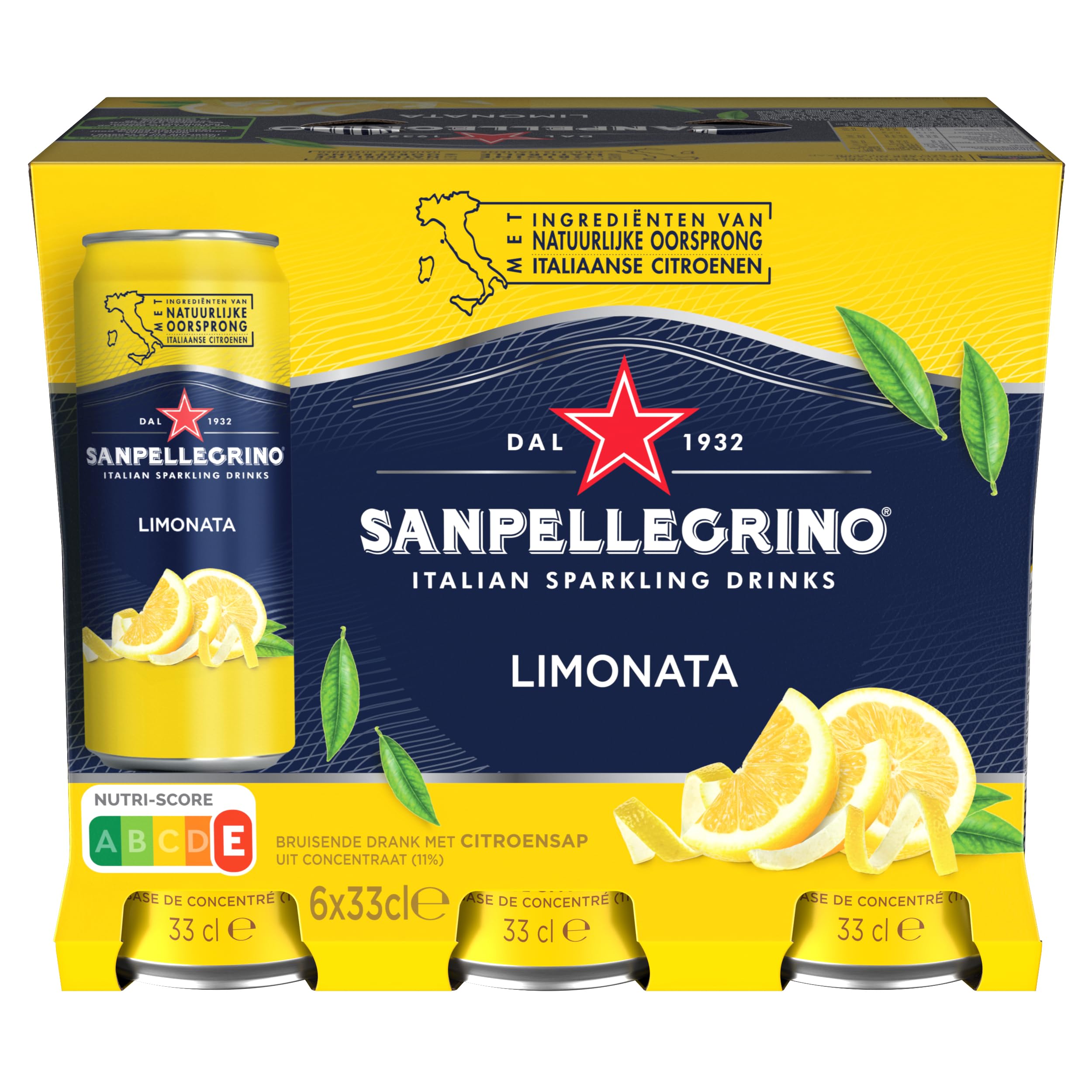 San Pellegrino Refresco Naturali Limón, Pack 6 Latas de 33cl