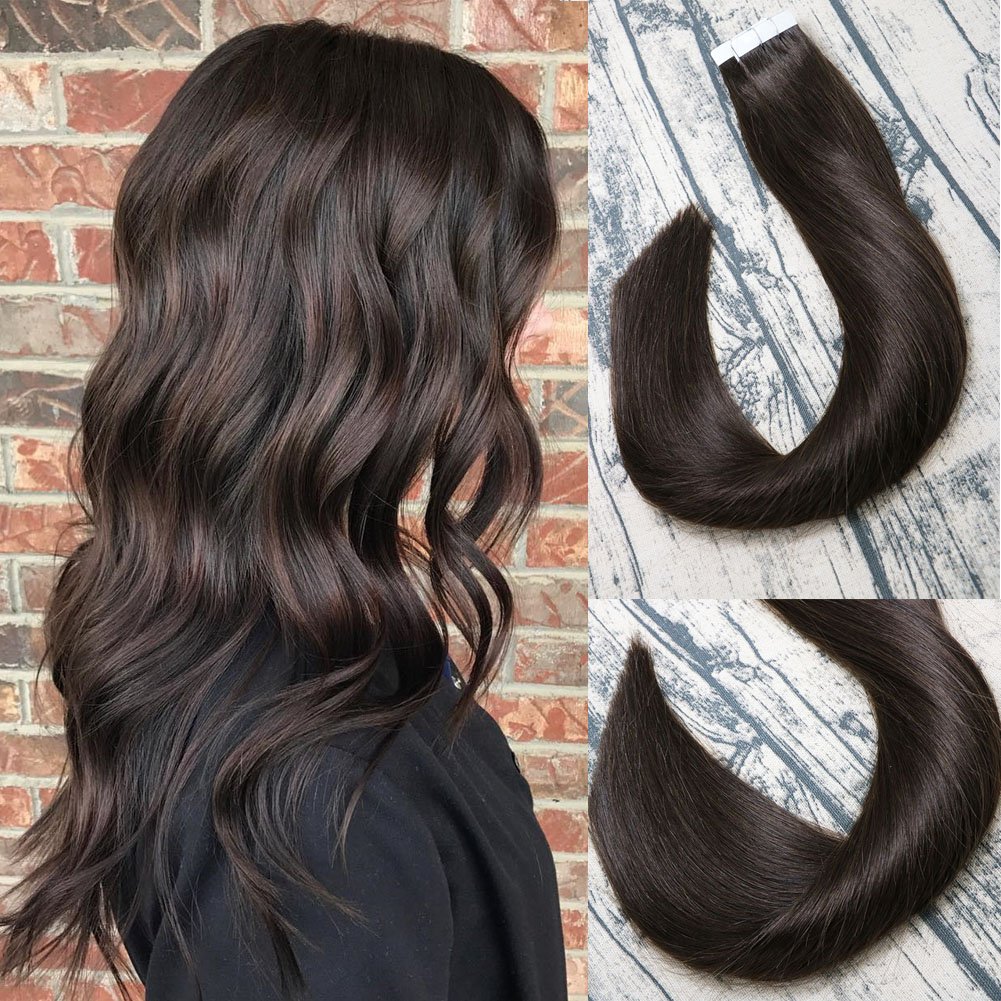 Amazon.com : VARIO HAIR 20 Inch Tape In Hair Extensions Remy Human Hair #2  Dark Brown Remy Hair Extensions 20pcs 50g Per Set Skin Weft Remy Silk  Straight Hair Double Sided Seamless