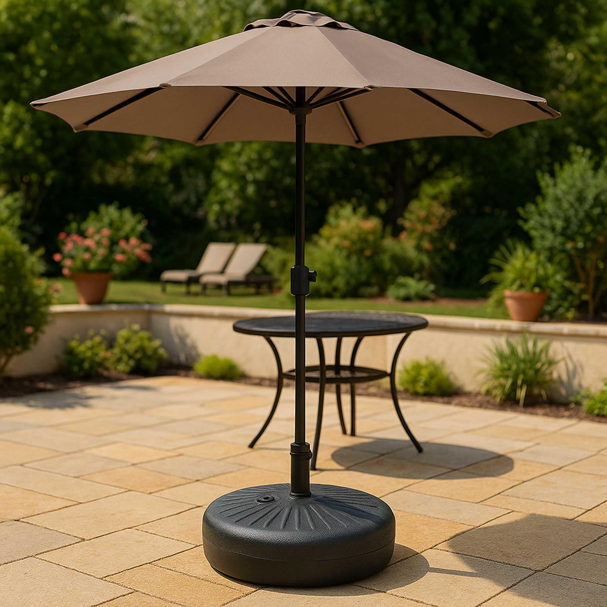 WERKA PRO Pied de Parasol Droit HDPE Mât Ø38-48 mm Ø51 x 34 cm Noir