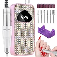 Vista 1 de Taladro de uñas eléctrico profesional, 45,000 rpm, kit de uñas acrílicas con 6 brocas de uñas, kits de uñas inalámbricas de e-file para uñas