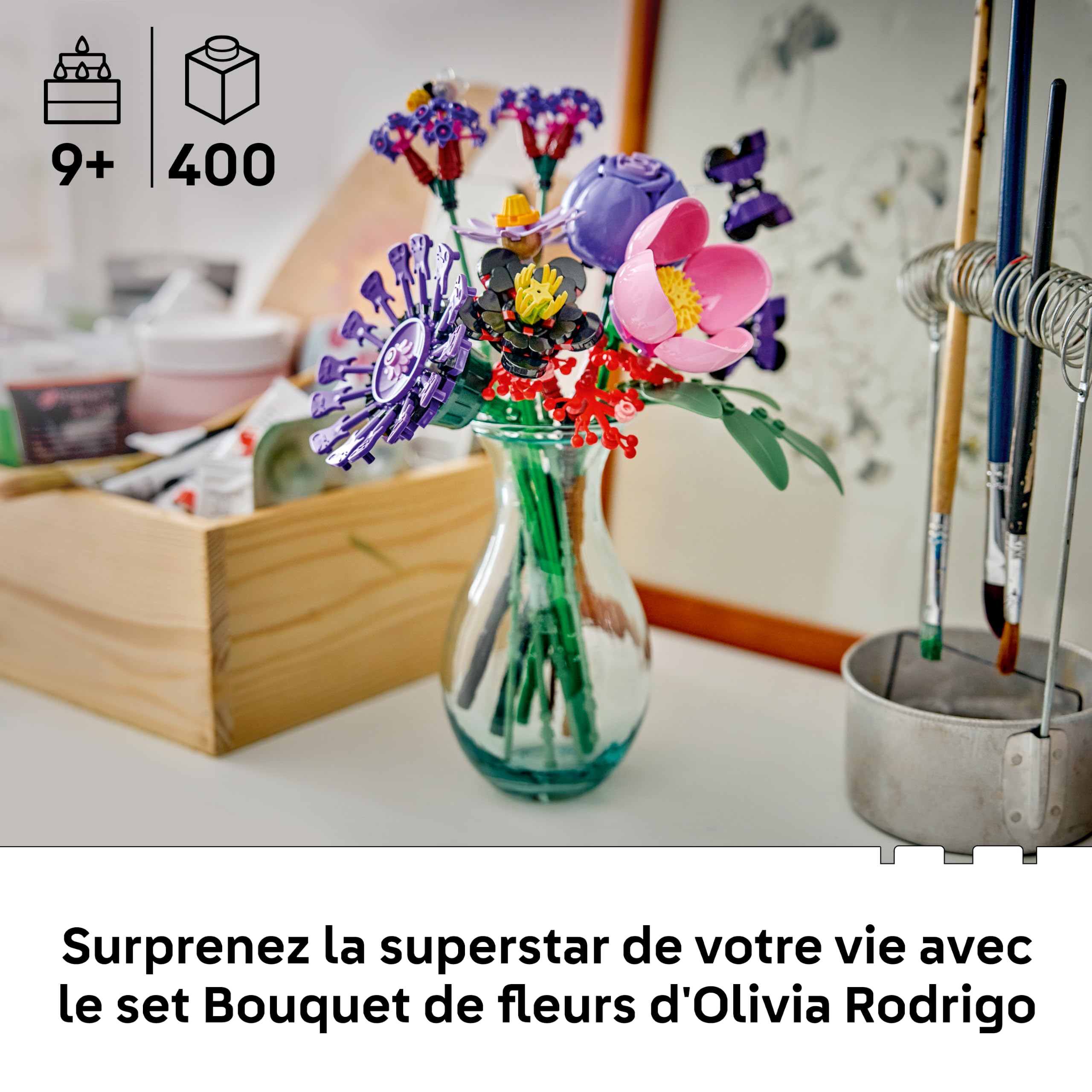 LEGO Botanicals et Editions Bouquet de Fleurs d’Olivia Rodrigo - 11 Fleurs Artificielles Dont Roses & Marguerites - Décoration de Chambre d'enfant - Idée Cadeau pour Fille ou Fan dès 9 Ans 11507