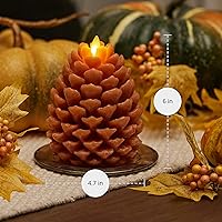 Vista 37 de Luminara Pinecone - Velas sin llama, con acabado marrón tiza, figuras de cono de pino, velas LED sin perfume, funcionan con pilas, con temporizador