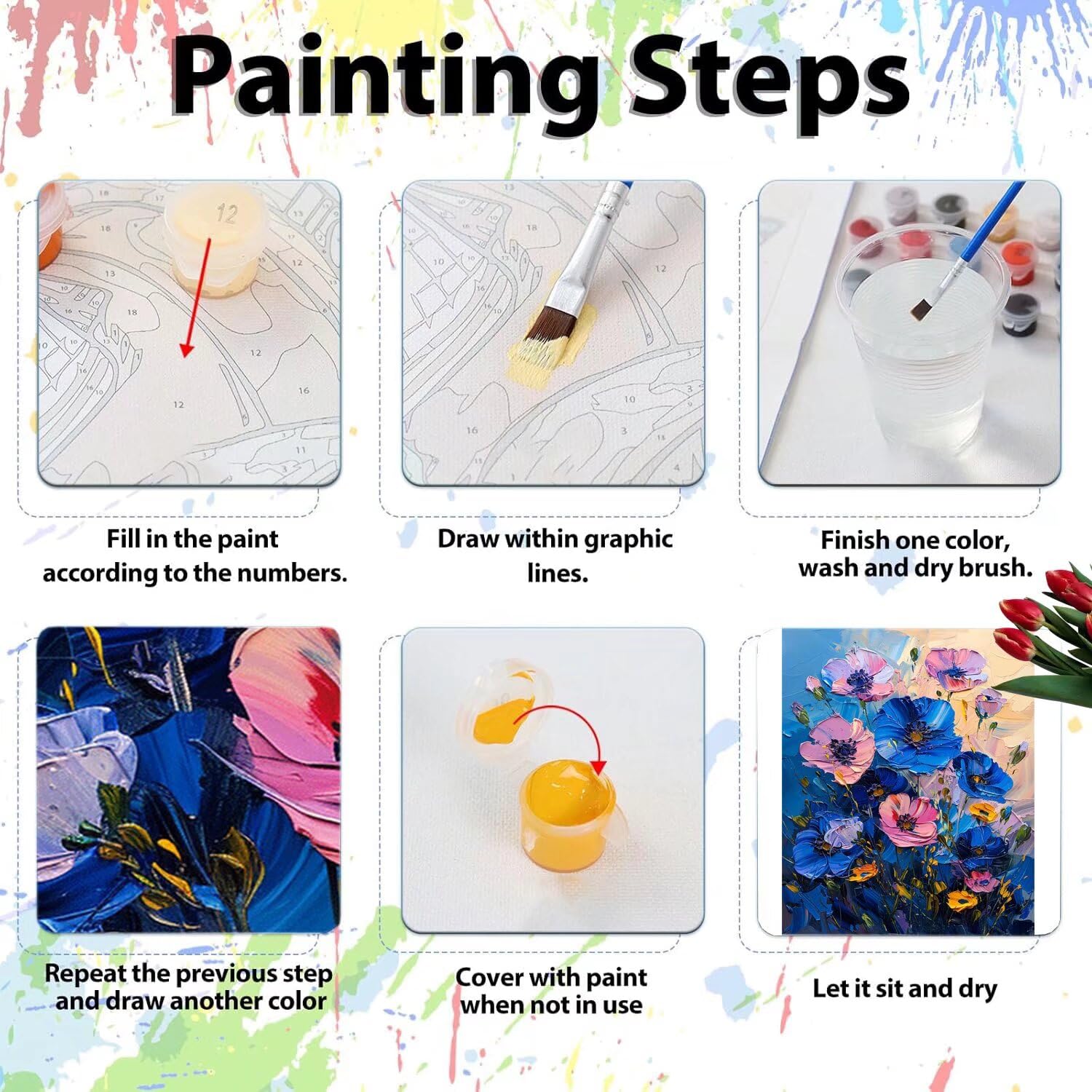 Pintar por Numeros Adultos pintar por numeros niños manualidades niños 10 años, DIY Pintar por Números de Pincel y Pintura acrílica Decoraciones para el Hogar Manualidades, sin Marco 60x80cm C-36