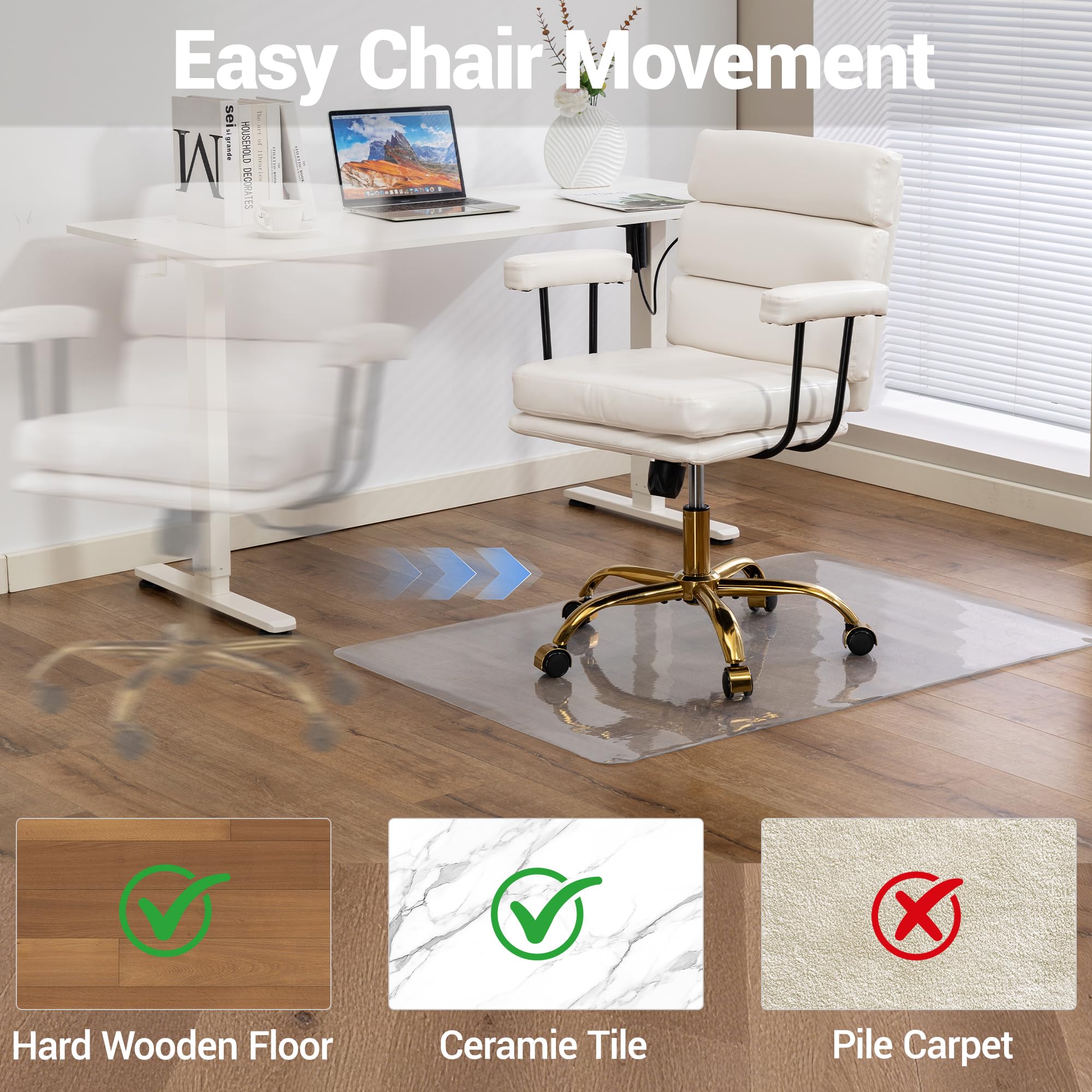 Clear Chair Mat for Hard Floor 36 x 48 inches Transparent Hardwood Floor Mats Under Rolling Chairs for — view 4