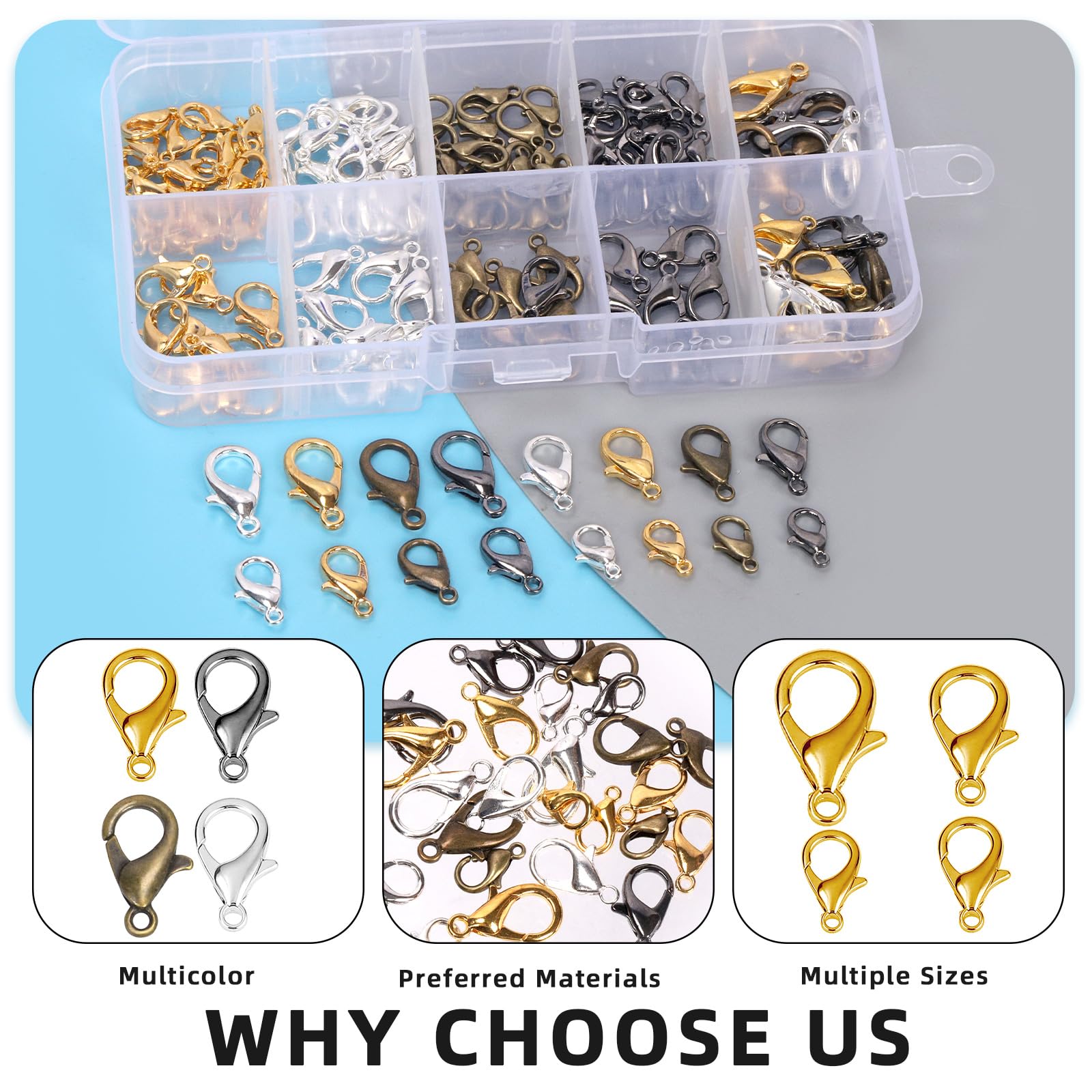 Amazon.com: Glarks 152Pcs 12mm 14mm 16mm 18mm Zinc Alloy Lobster