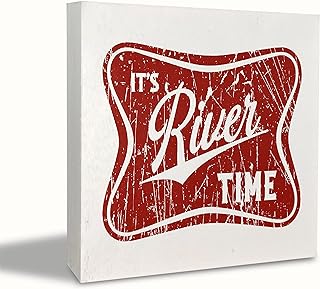 KEUSPI River House Wooden Sign,It's River Time Wood Signs,Rustic River Sign Desk Decor for River House,Summer Gifts for River Lovers,Summer Home Wall Tabletop Shelf Decorations