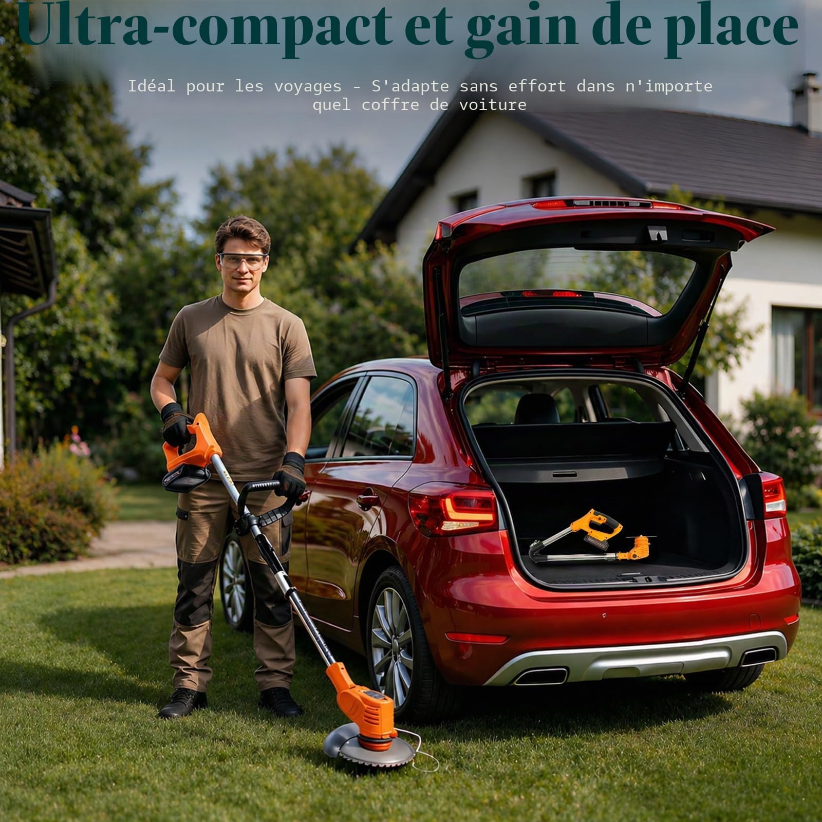 Debroussailleuse Electrique sans Fil 4 en 1 21V, Coupe Bordure sans Fil avec Batterie et 4 Types de Lames, Débroussailleuses Batterie pour la Coupe de Jardin, Pelouses