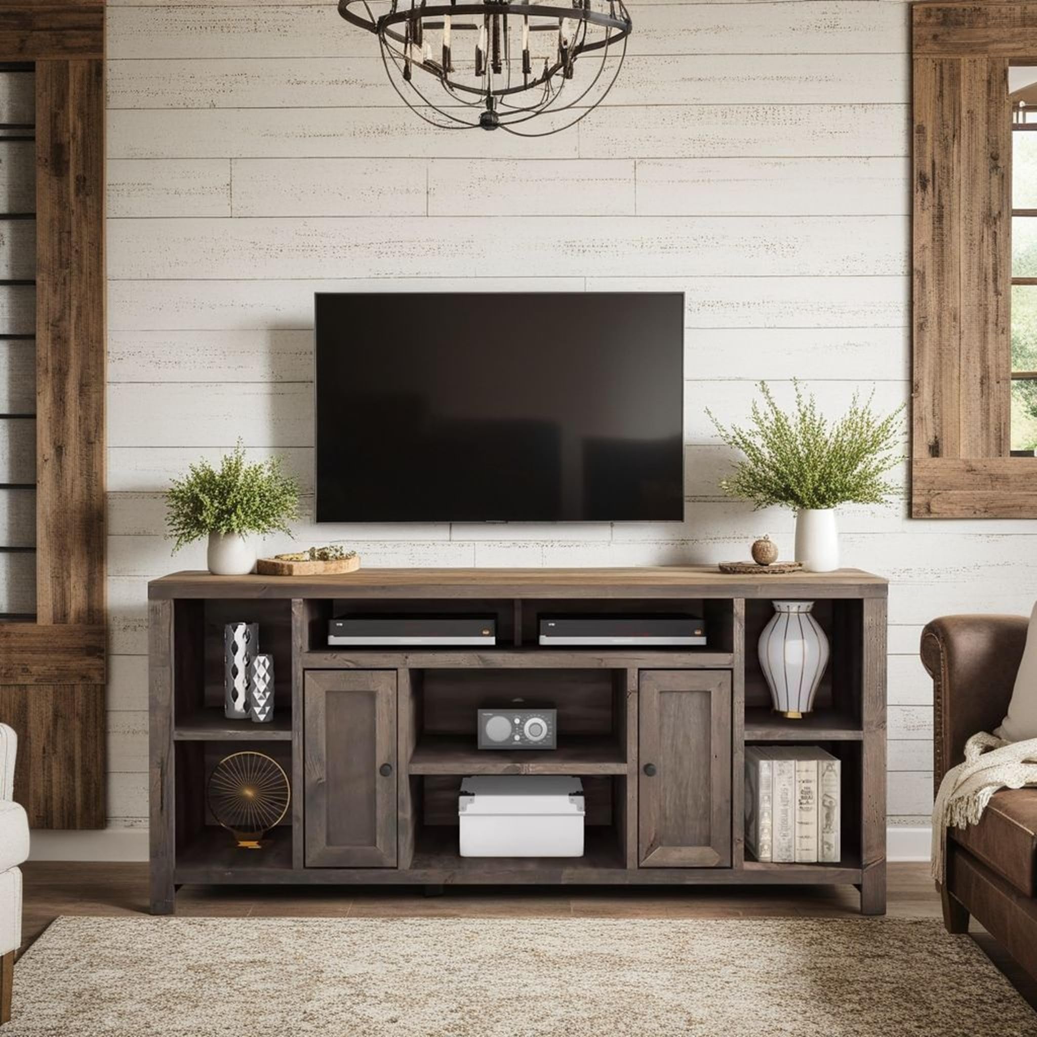 Amazon｜Bridgevine Home モダンカントリーテレビスタンド 最大80