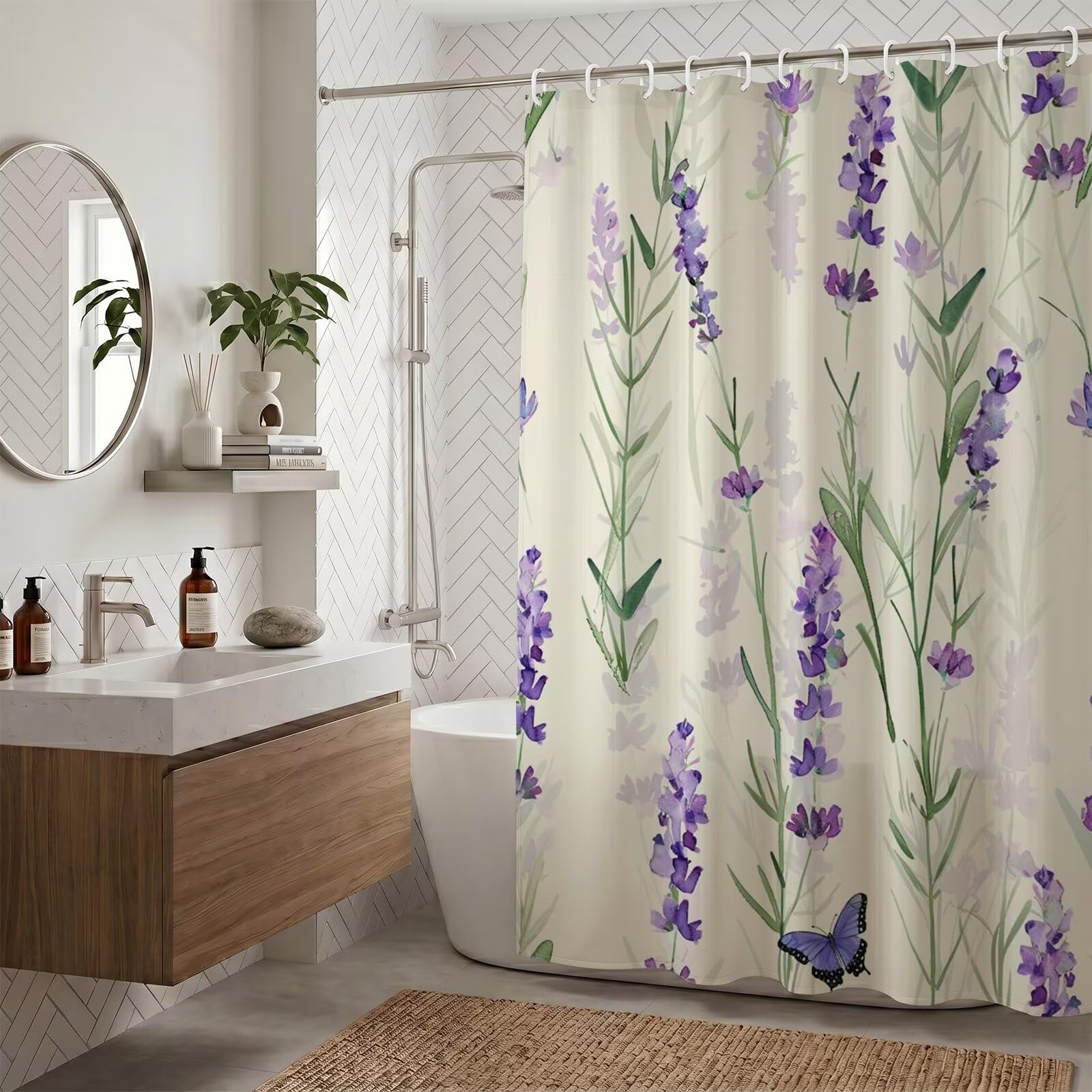Rideau de douche lavable en machine pour stopper les éclaboussures de baignoire 160x200
