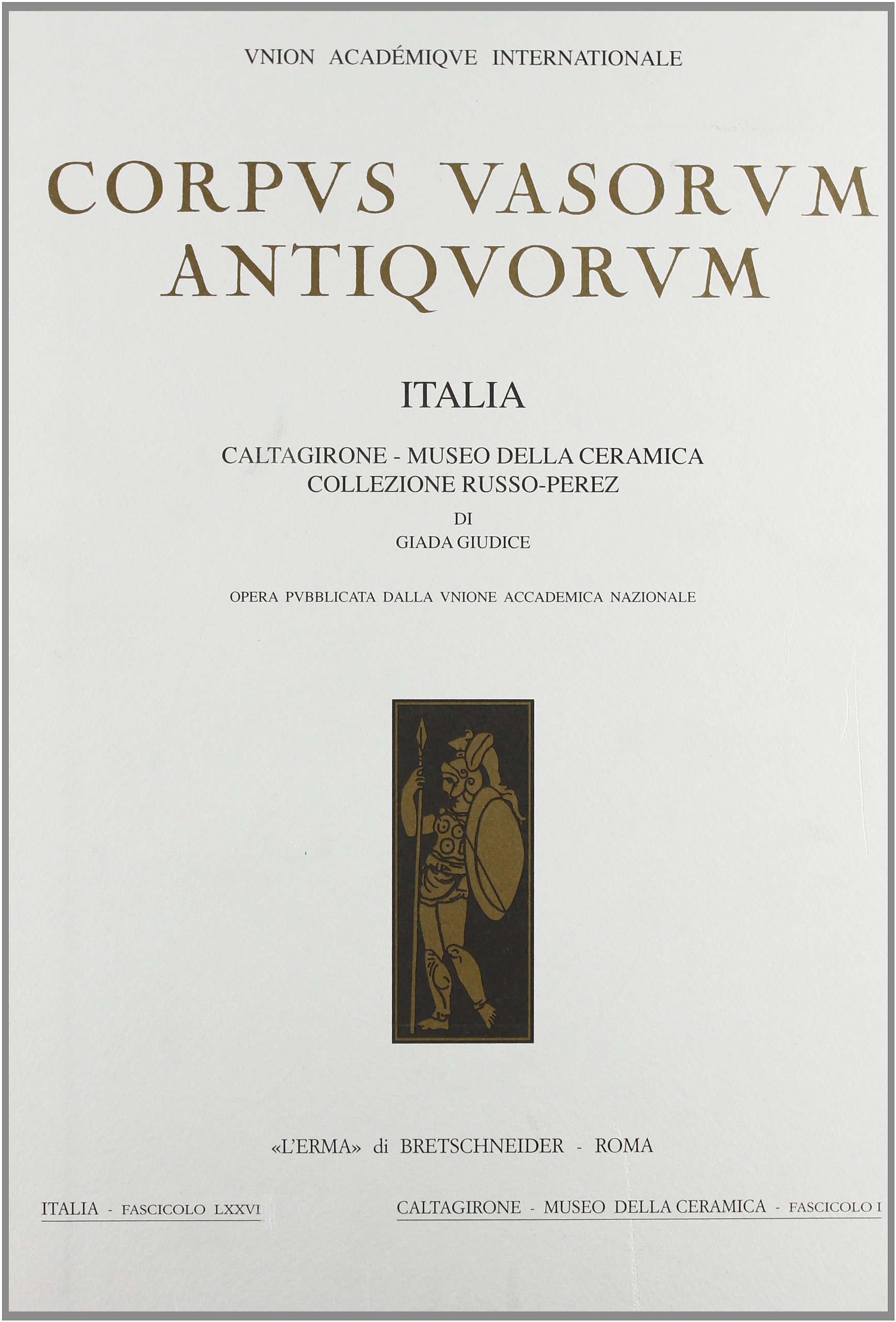 Corpus Vasorum Antiquorum Italia 76 un livre d'art prestigieux de Caltagirone