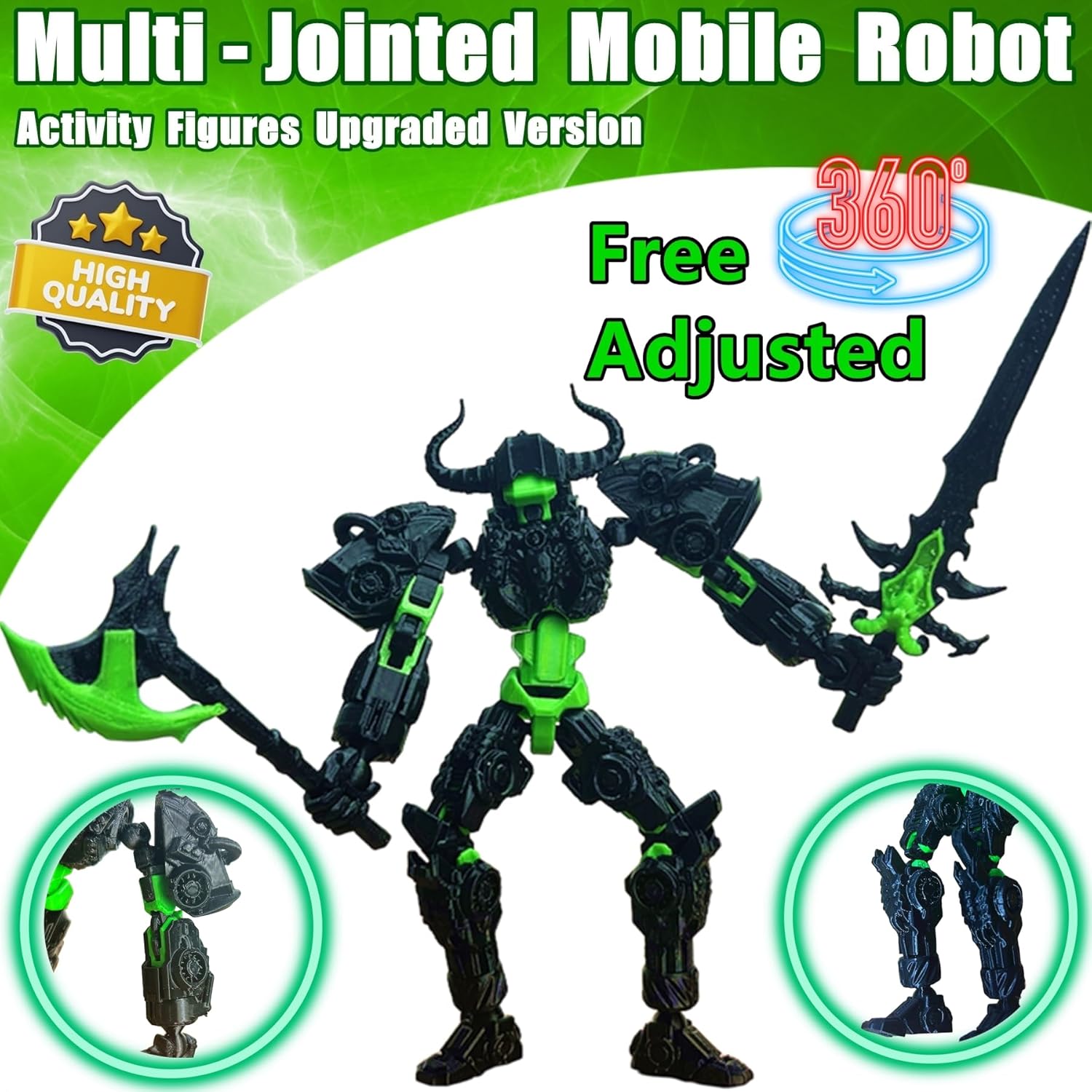 ULTHOOL Titan 13 Action Figure,Assembly Completed 3D Printed T13 Multi-Jointed Movable Robot with Full Articulation, Lucky 13 Nova 13 Dummy 13 (Black) - Image 4