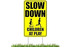 Slow Down Children Kids At Play Yard Sign With Stakes