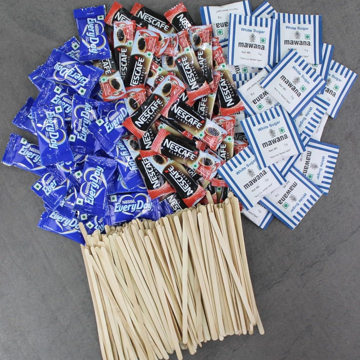 Nescafae Classic Coffee Sachets With Mawana White Sugar Sachets Combo With Everyday Dairy Creamer | Stirrer Stick, White Sugar, Coffee, Creamer (each 100)-image-13