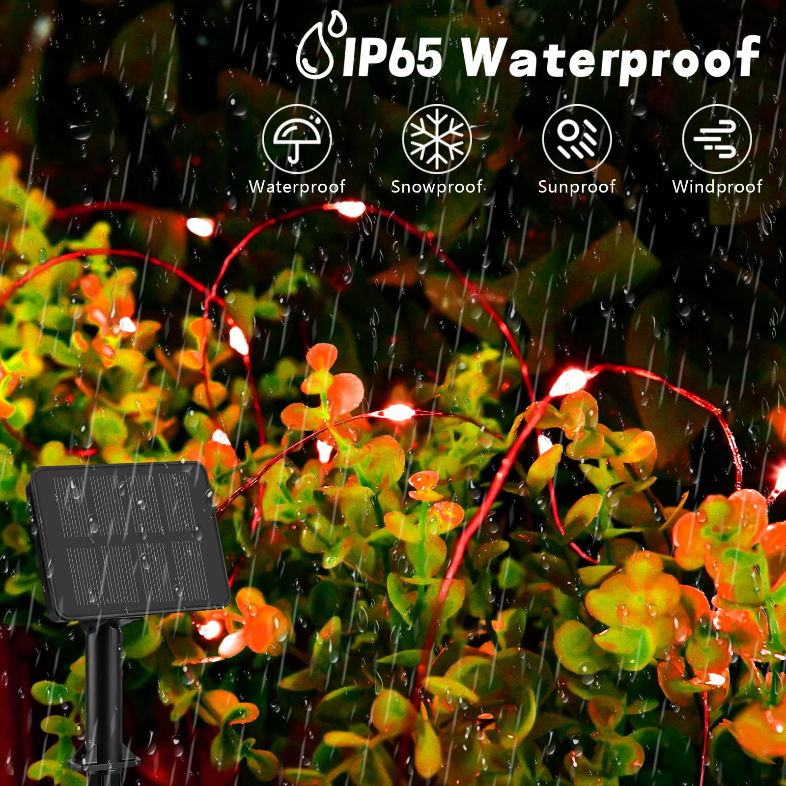 Gcstnn Solar Lights Outdoor Garden, 5M 50 LED String Lights Copper Wire 8 Modes Waterproof for Yard Christmas Tree, Bedroom - Image 2