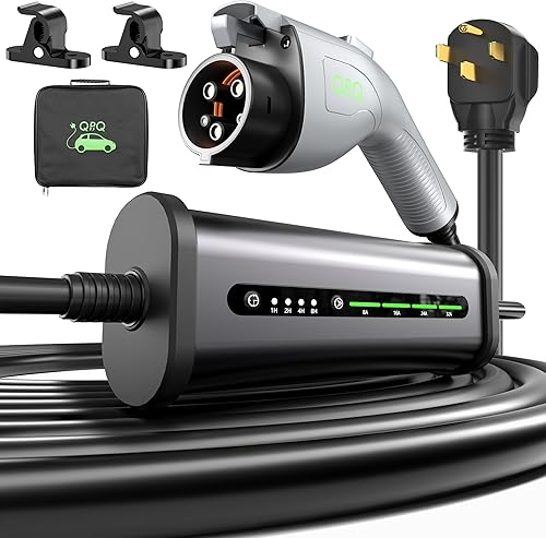 Miniatura 8 de Cargador EV de nivel 1-2, cargador de coche eléctrico portátil de 16 amperios 110-240V, estaciones de carga de vehículos eléctricos con enchufe NEMA