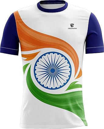 Triumph Round Neck Half Sleeve Happy Independence Day Jersey and Republic Day Shirt Indian Flag Printed T-Shirt for Boys