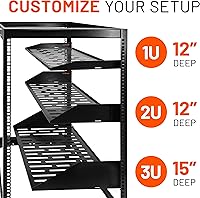 Vista 8 de ECHOGEAR Estante para rack de 2U – Diseño universal que funciona con cualquier rack – Capacidad para 50 bits de servidores, equipo de red o equipos