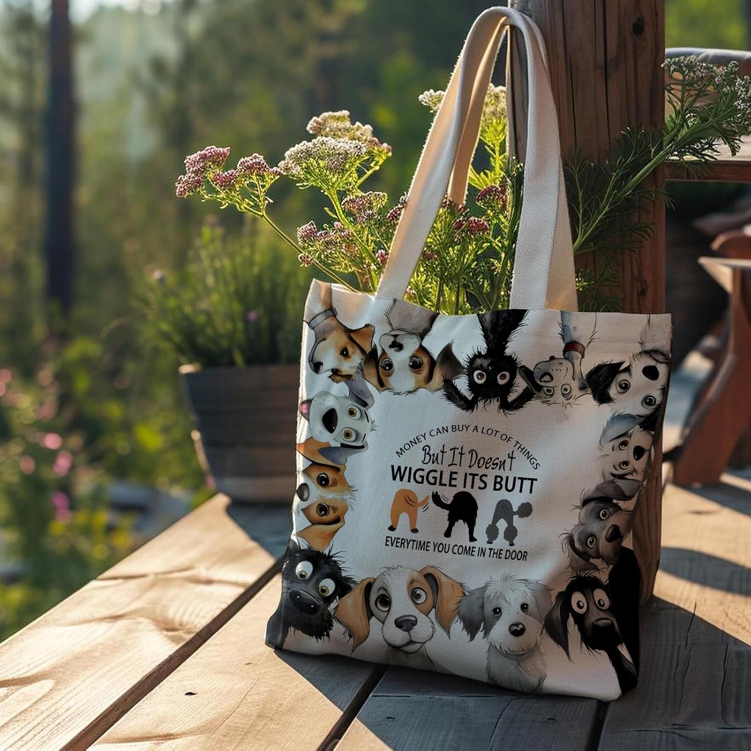 Dog Mom Canvas Tote Bags - Reusable Grocery Bags for Shopping, Funny Dog Lover Gifts for Women - Image 3