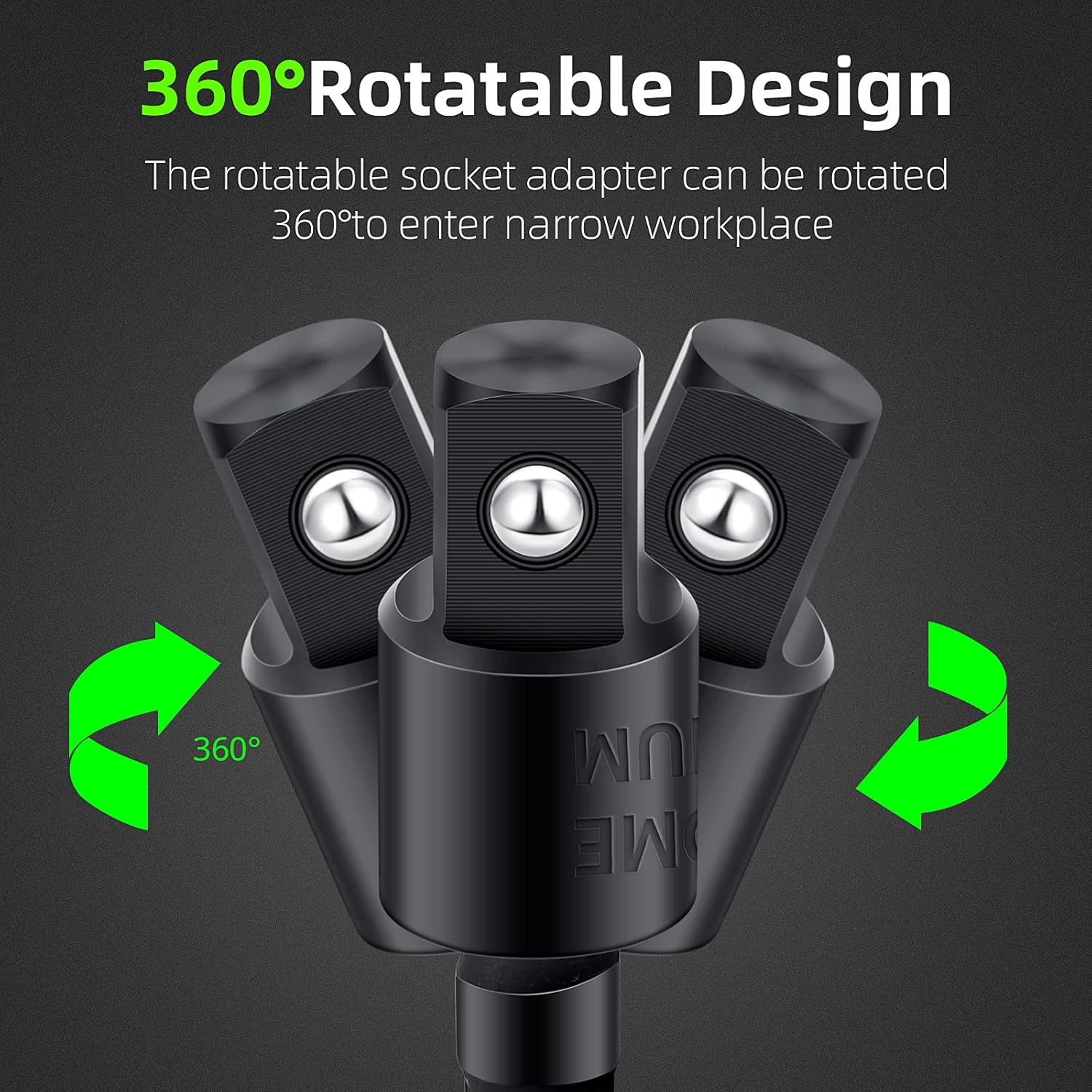 Honoson 6 Pieces Power Drill Sockets Adapter Set Impact Driver Wobble Socket Adapter 360 Degree Rotatable Hex Shank Impact Driver Socket Drill Bits 1/4, 3/8, 1/2 Inch, Black