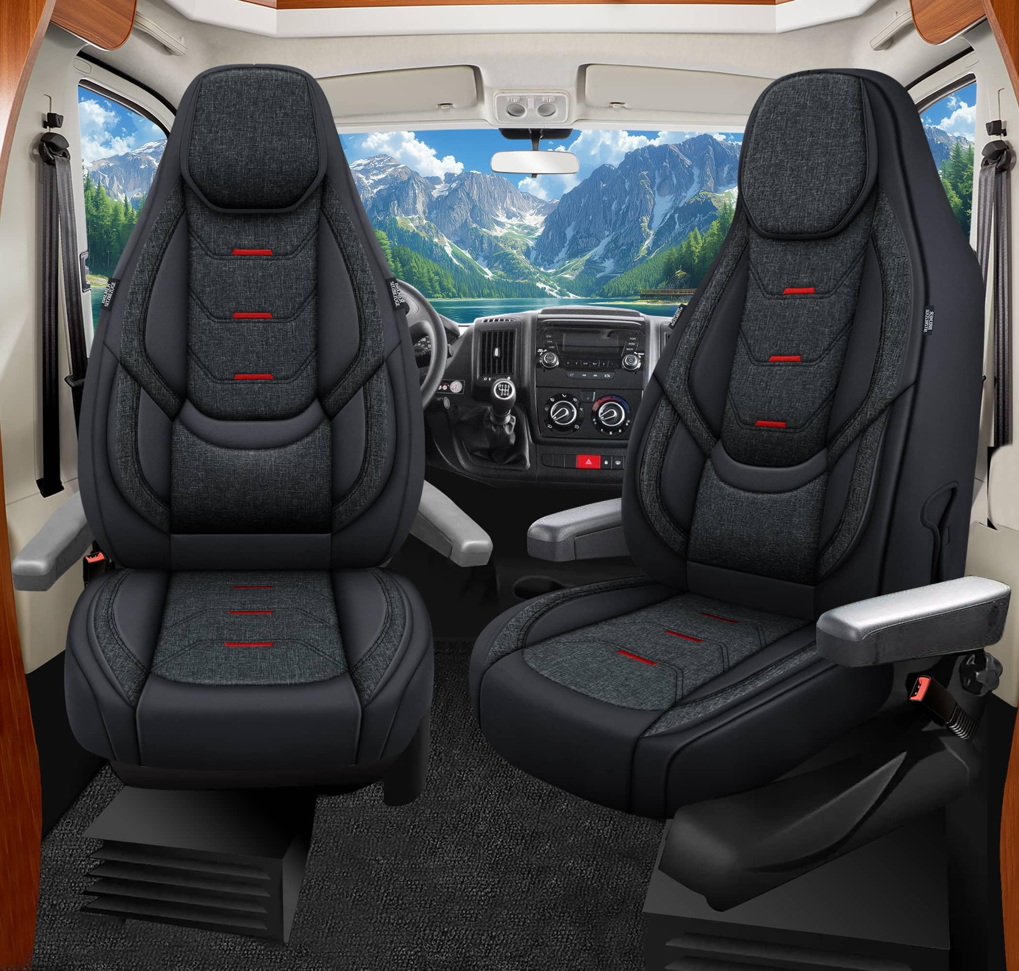 Wohnmobil Sitzbezüge & Schonbezüge für Fiat Ducato Citroen Jumper Peugeot Boxer | Passgenaue Vordersitzbezüge | Teilintegriert, Kastenwagen & Alkoven | Sitzbezug Fahrer & Beifahrersitz