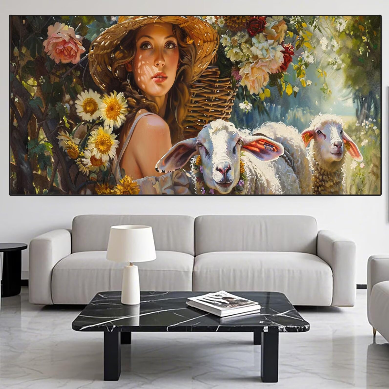 Beauty Diamond Art Sheep Diamond Painting Arts and Crafts for Adults,5D Diamont Painting Kits Adults Crysta Cross Stitch Pictures, DIY Zestaw do haftowania dla początkujących, dekoracja ścienna do