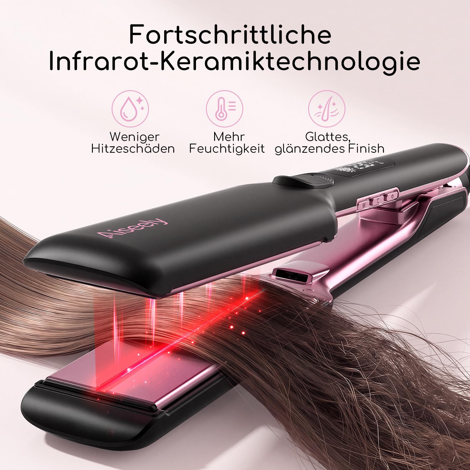 AISEELY Breites Keramik Glätteisen 45mm mit Infrarot & Ionen, Haarglätter