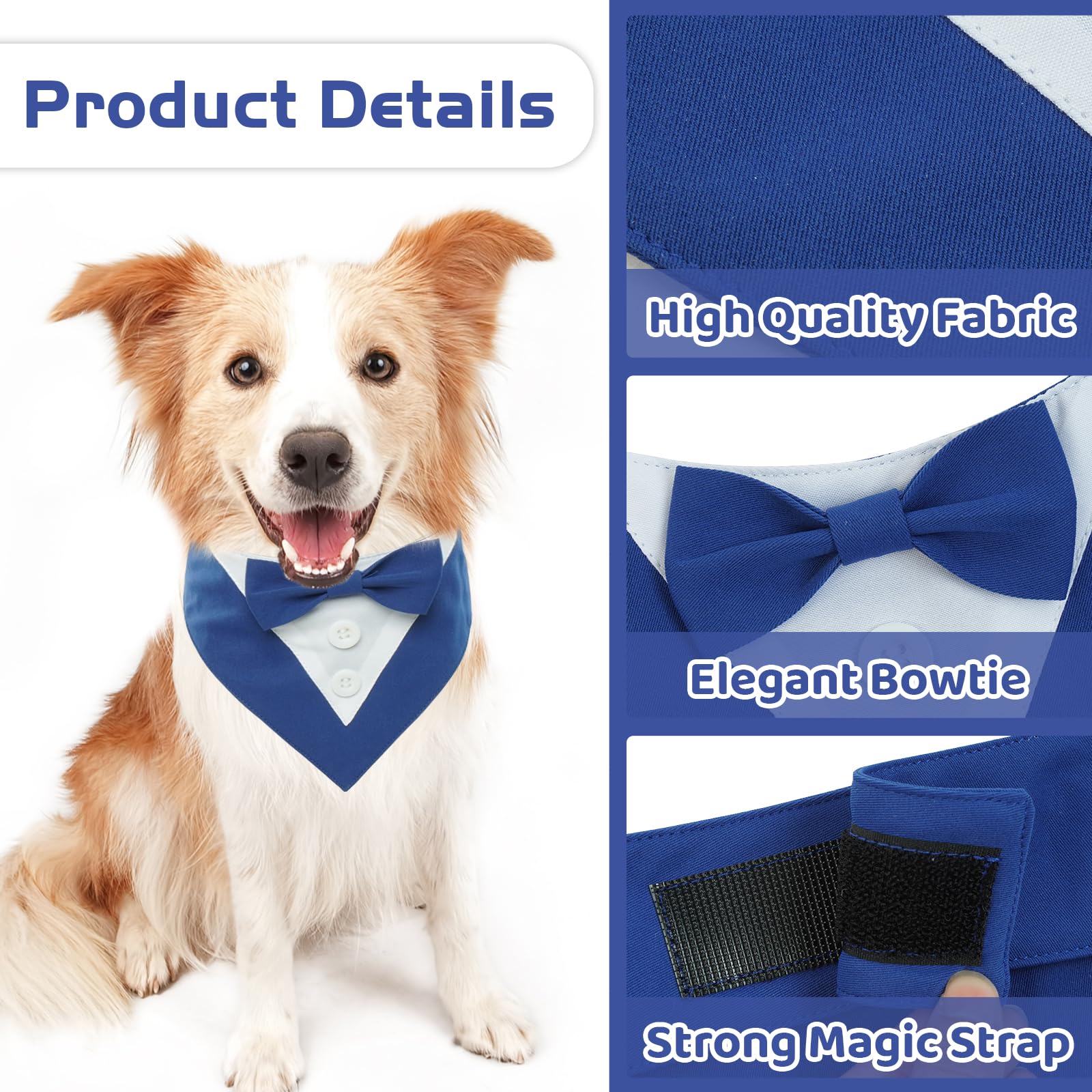 Smoking Bandana Per Cani, Sciarpa Triangolare Regolabile Blu - Matrimonio Festa Compleanno