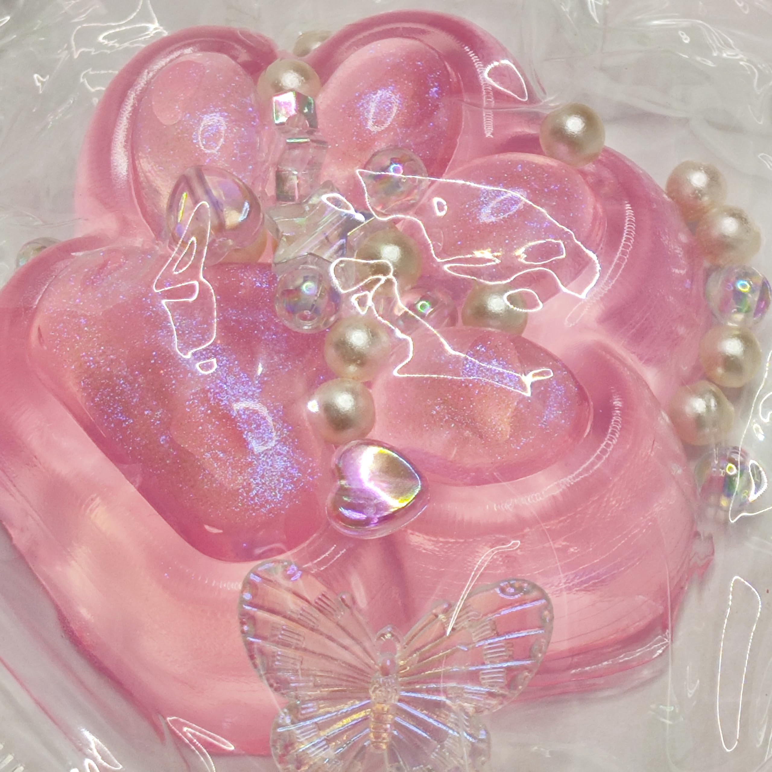 2.76 Inch Squeeze Toys Handmade Cat Paw Squishy, Glitter Pink Squeeze Paw, Cute Soft Squishy Toy for Stress Relief, Fidget Squishies Suitable for Adults (Pink)