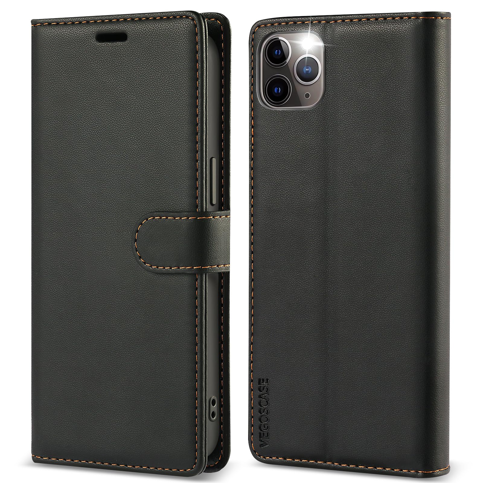 VEGOSCASE for iPhone 11 Pro Wallet Case, [RFID Blocking] PU Leather Flip Cover with Card Holder, Magnetic Shockproof Phone Case for iPhone 11 Pro,
